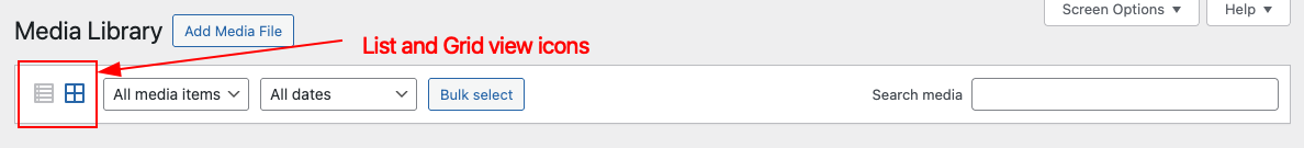 Media Library - view mode icons